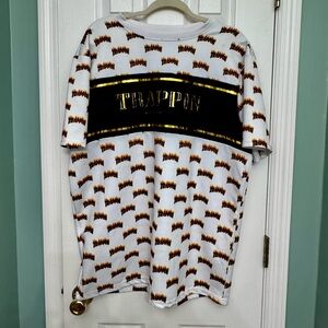FRPLY TRAPPIN World Wide Flame Shirt White with Gold Trappin Size 2XL